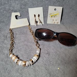 A New Day Womens Multicolor Animal Print Beaded Dangle Statement Accessory Set